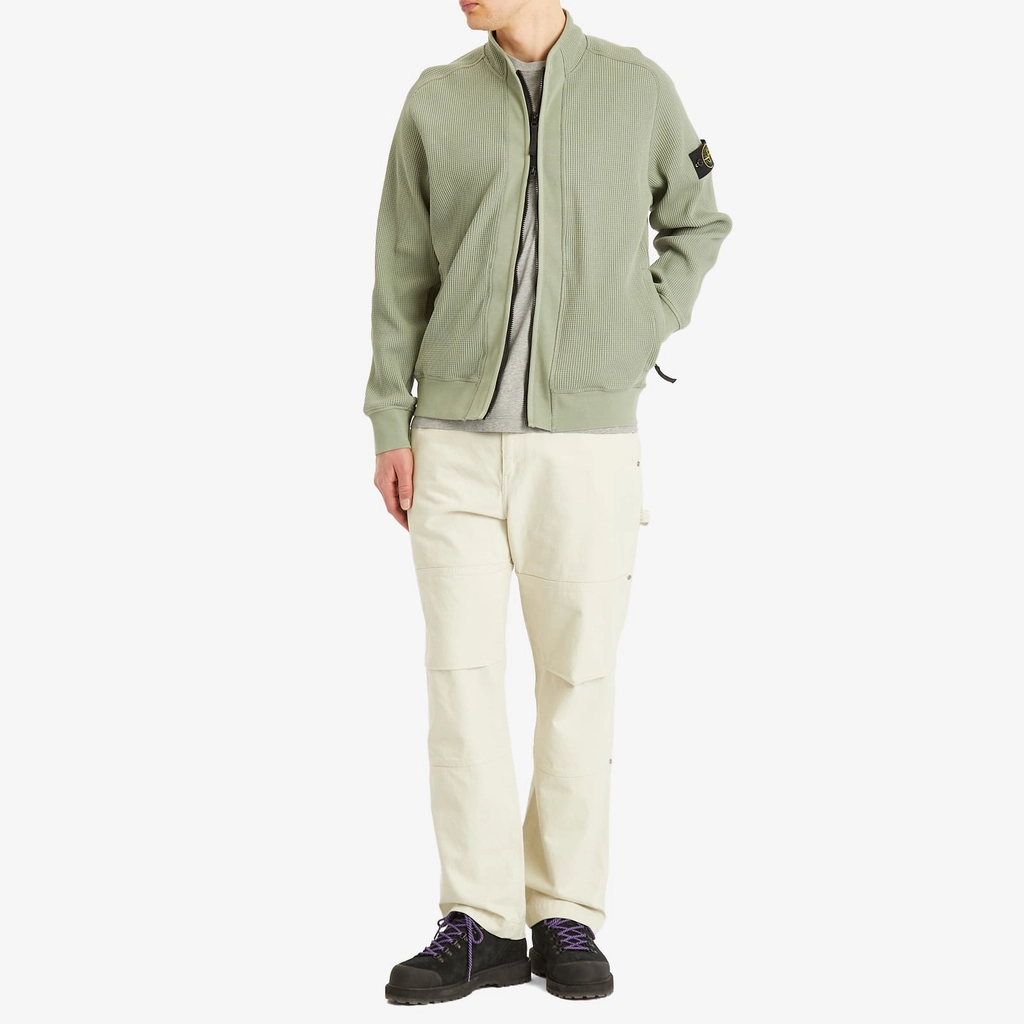 Stone Island Men's Waffle Full Zip Sweatshirt Sage